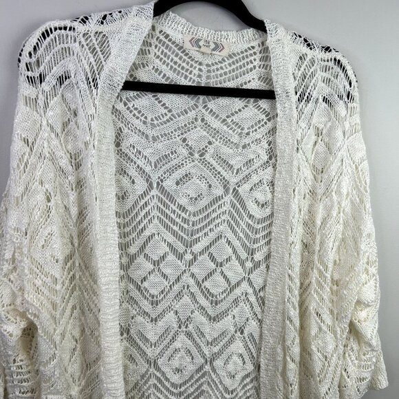 Pink Rose white crochet fringe cover up size small - Picture 2 of 8